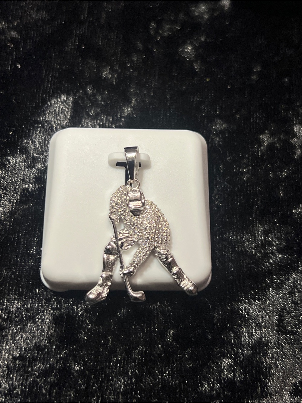 Silver Hockey Player Pendant